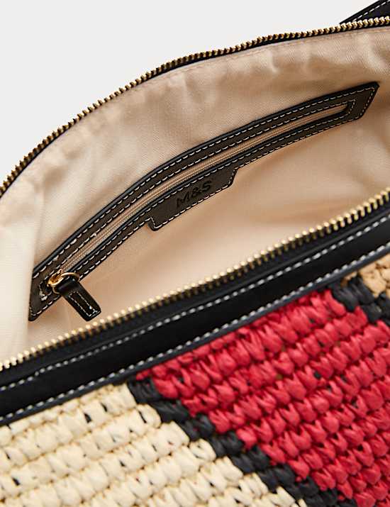 Straw Colour Block Shoulder Bag