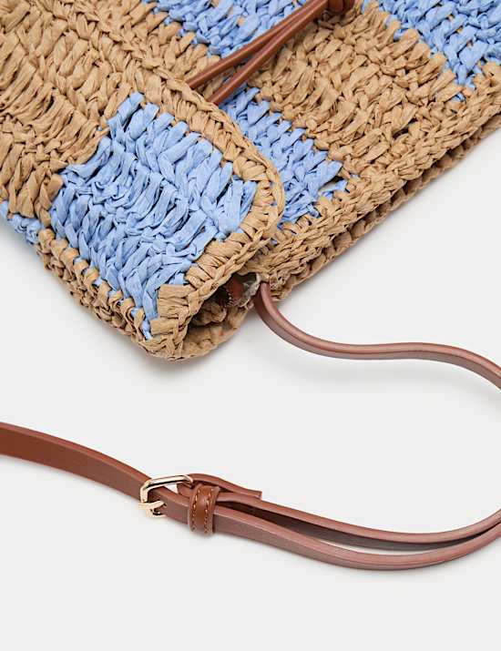 Straw Checkerboard Cross Body Bag