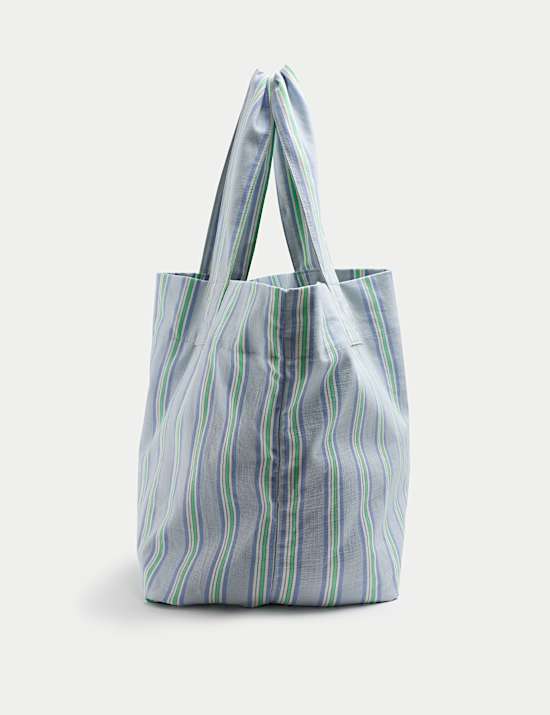 Pruhovan&aacute; n&aacute;kupn&iacute; ta&scaron;ka z čist&eacute; bavlny