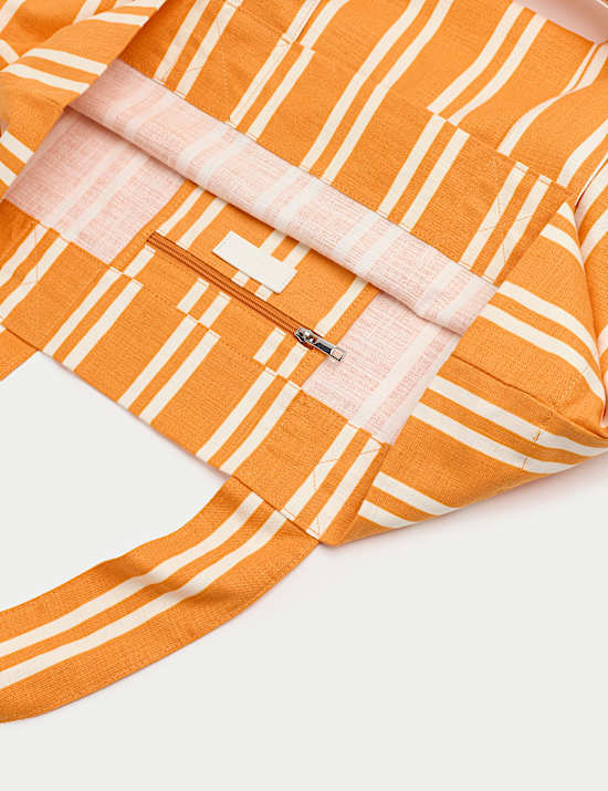 Pure Cotton Striped Shopper