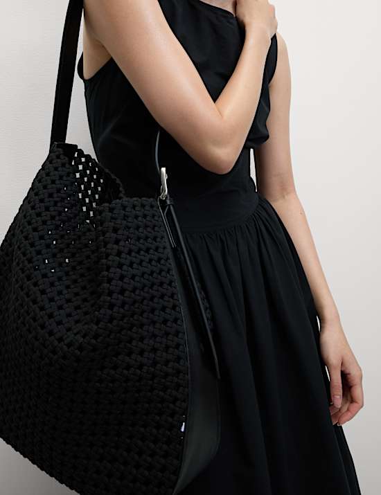 Fabric Woven Shoulder Tote Bag