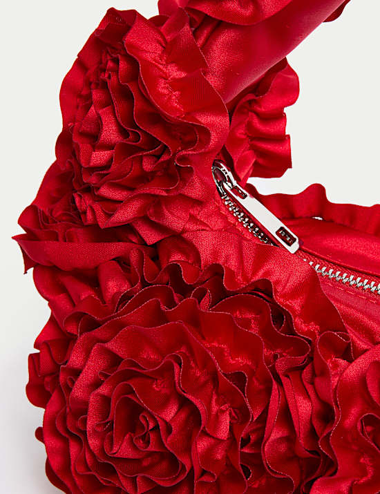 Fabric Floral Ruffle Grab Bag