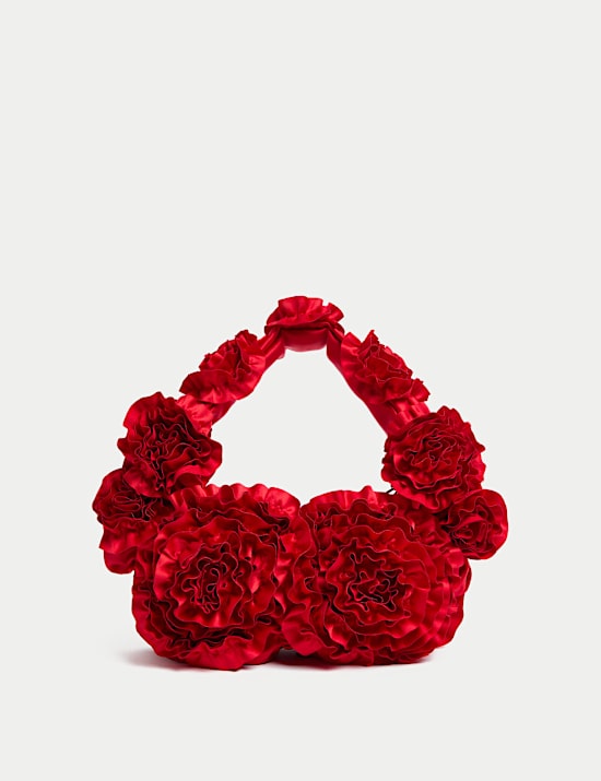Fabric Floral Ruffle Grab Bag