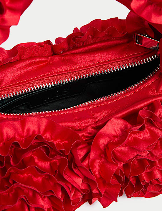 Fabric Floral Ruffle Grab Bag