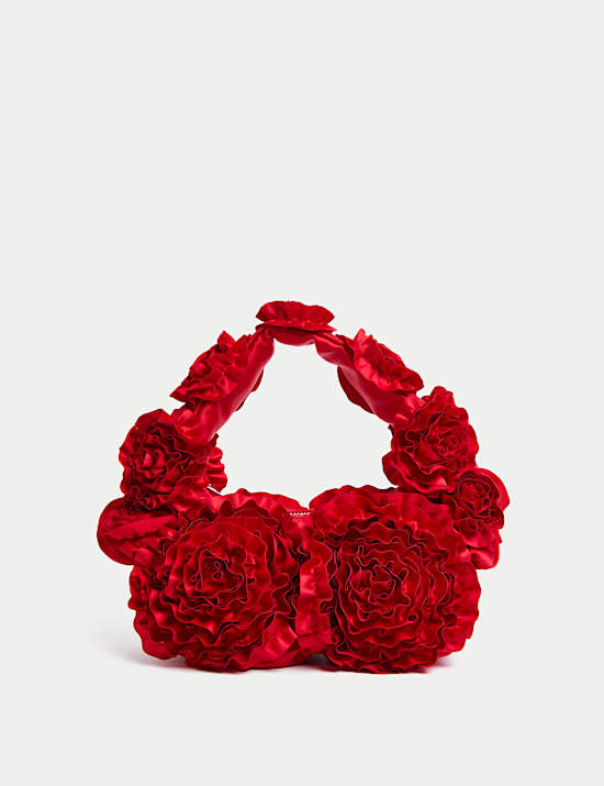 Fabric Floral Ruffle Grab Bag