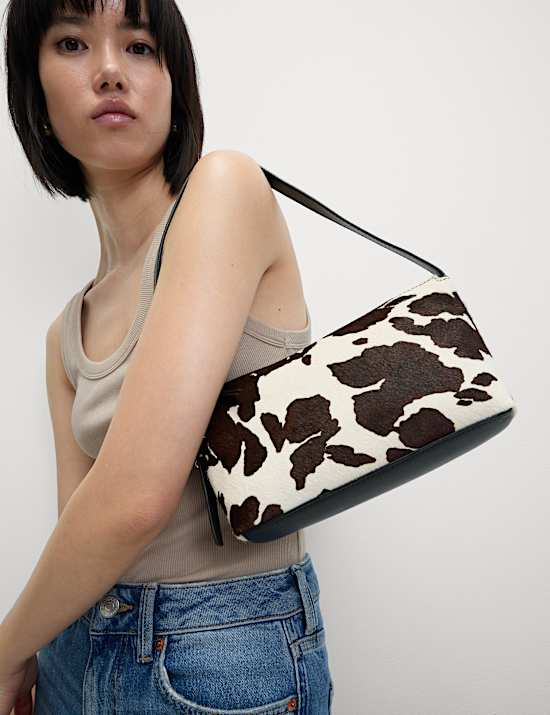 Sac à bandoulière en cuir à imprimé animal