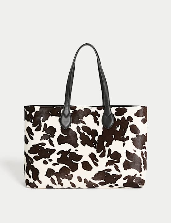 Sac fourre-tout en cuir effet poulain à imprimé animal