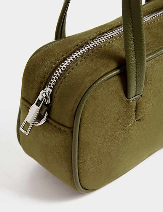 Suedette Mini Bowler Cross Body Bag