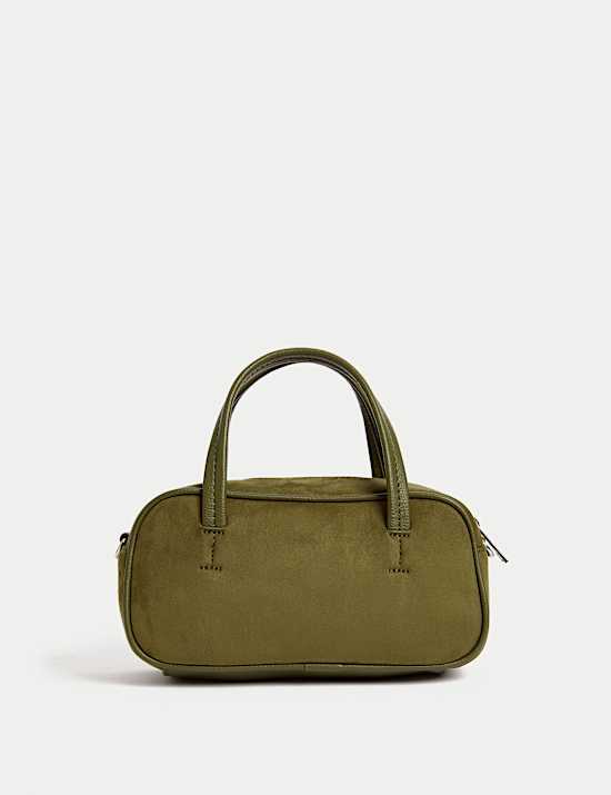 Suedette Mini Bowler Cross Body Bag