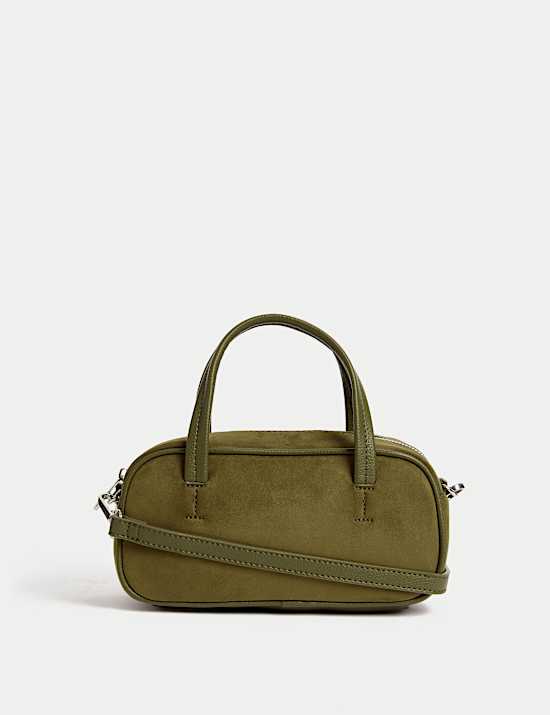 Suedette Mini Bowler Cross Body Bag
