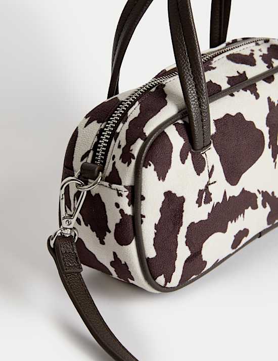Suedette Mini Bowler Cross Body Bag