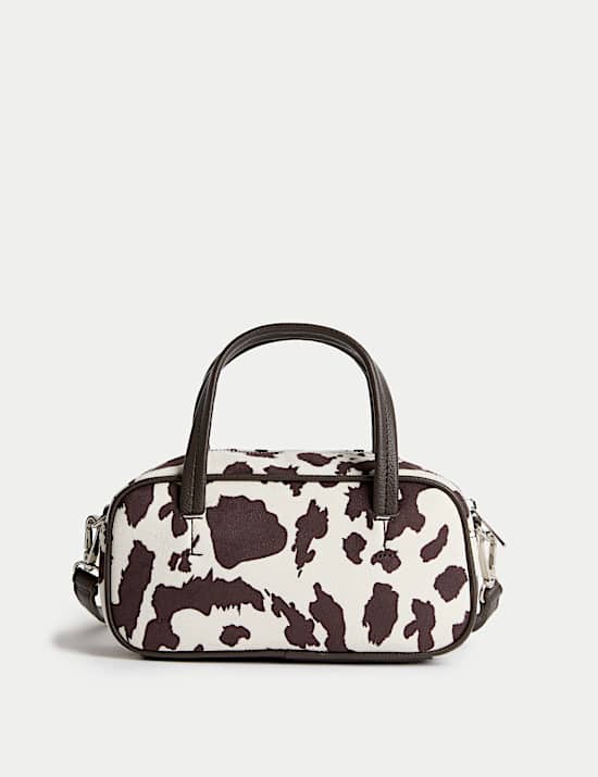 Suedette Mini Bowler Cross Body Bag