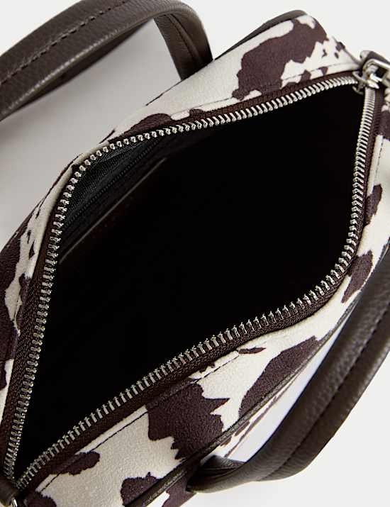 Suedette Mini Bowler Cross Body Bag