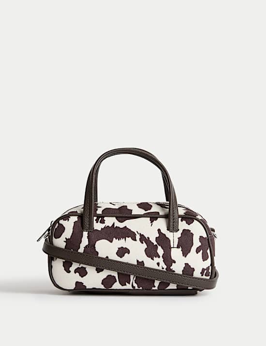 Suedette Mini Bowler Cross Body Bag