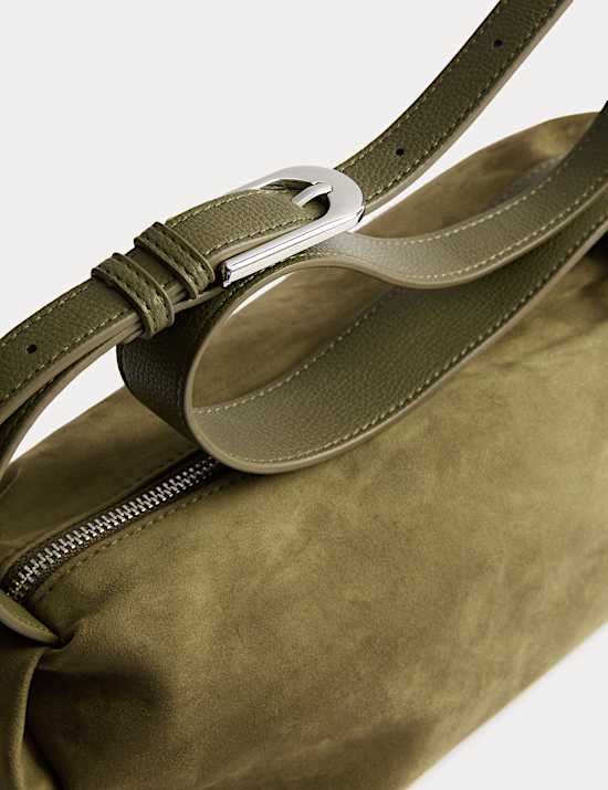 Umhängetasche in Wildlederoptik mit Bleistiftdesign