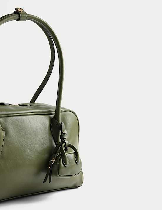 Faux Leather Bowler Bag