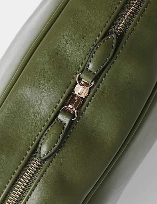 Faux Leather Bowler Bag