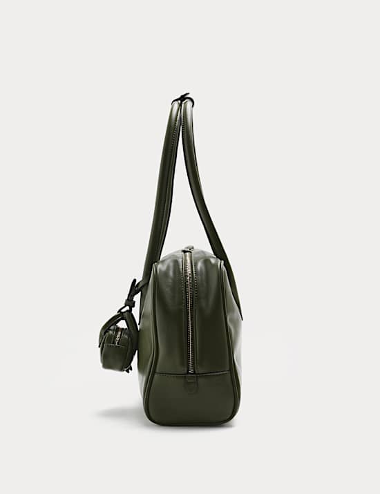 Faux Leather Bowler Bag