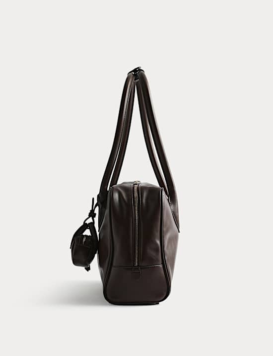 Faux Leather Bowler Bag
