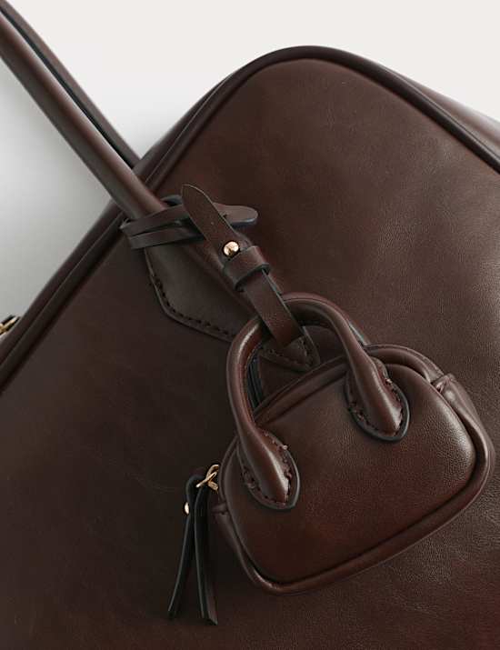 Faux Leather Bowler Bag