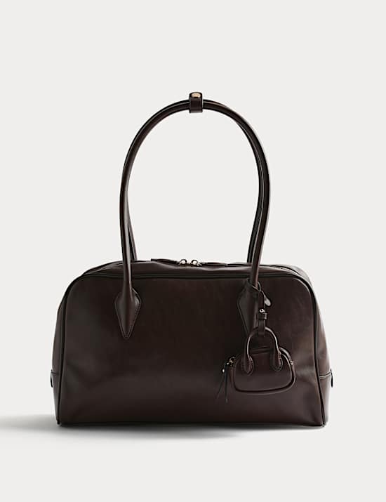 Faux Leather Bowler Bag