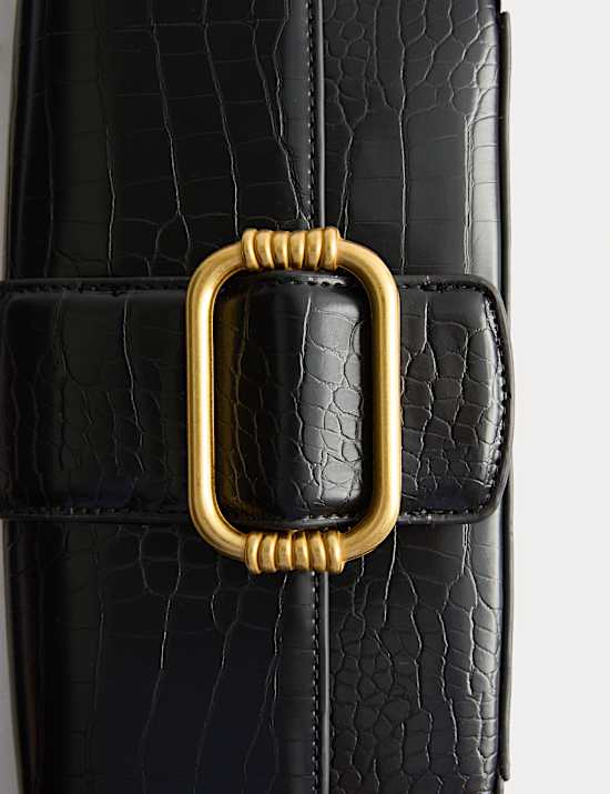 Sac baguette en similicuir effet croco