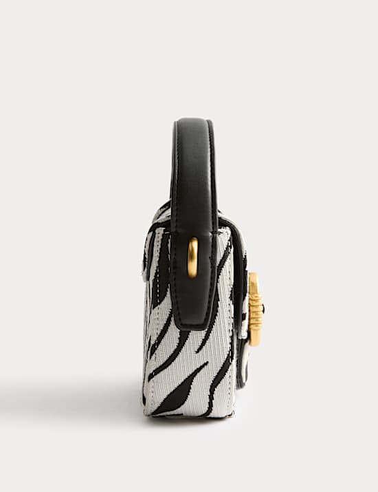 Faux Leather Croc Effect Baguette Bag