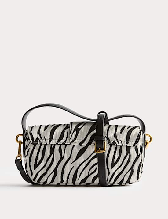 Faux Leather Croc Effect Baguette Bag