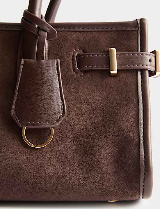 Suedette Buckle Shoulder Bag