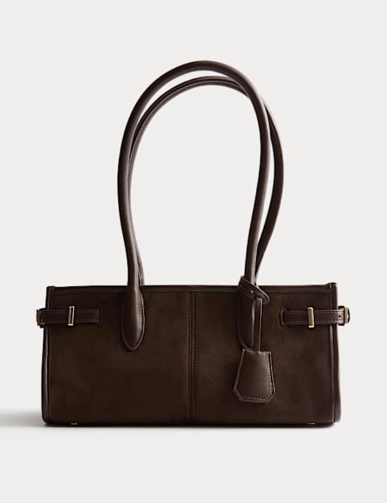 Suedette Buckle Shoulder Bag