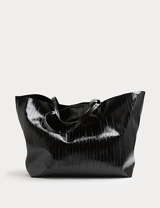 Faux Leather Oversized Tote Bag