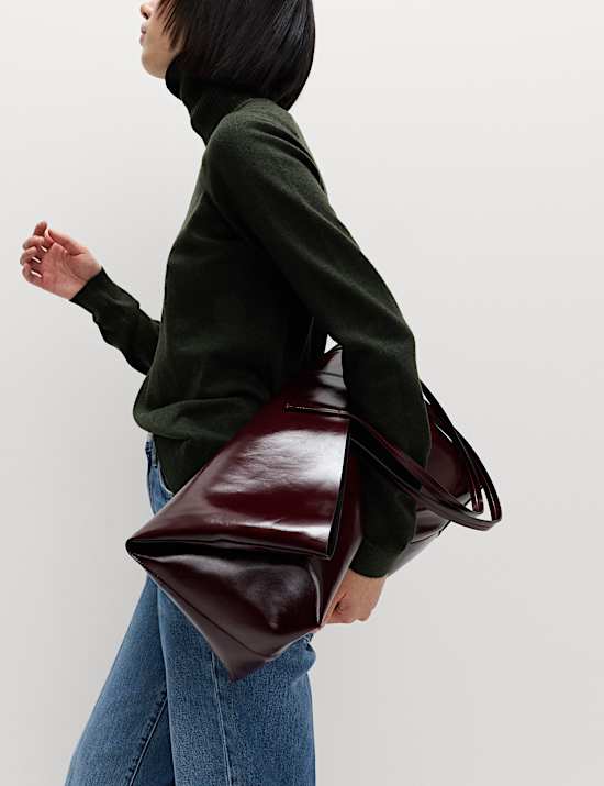 Faux Leather Oversized Tote Bag