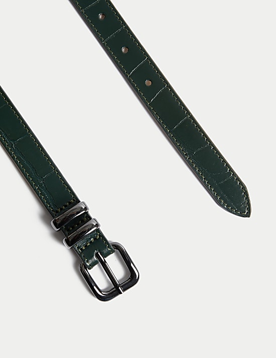 Ceinture cuir à motif effet peau de lézard idéale pour les jeans