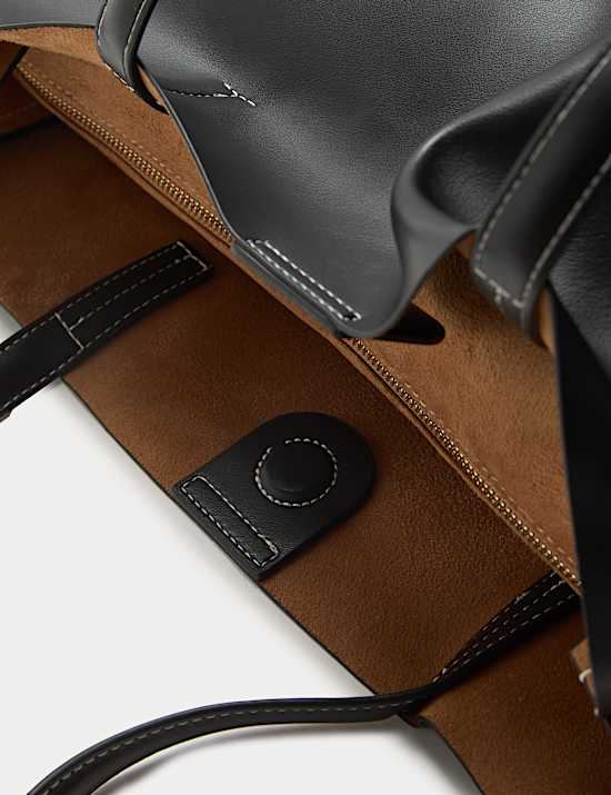 Faux Leather Structured Tote Bag