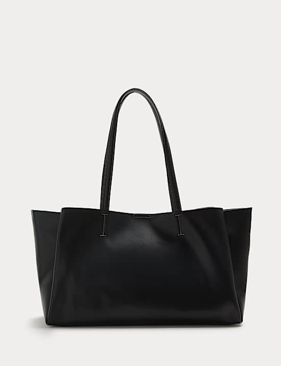 Faux Leather Structured Tote Bag