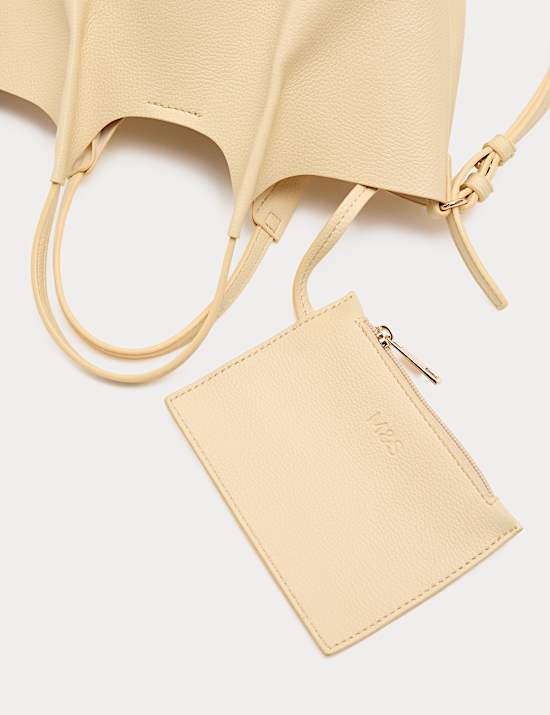 Faux Leather Pinched Mini Tote Bag