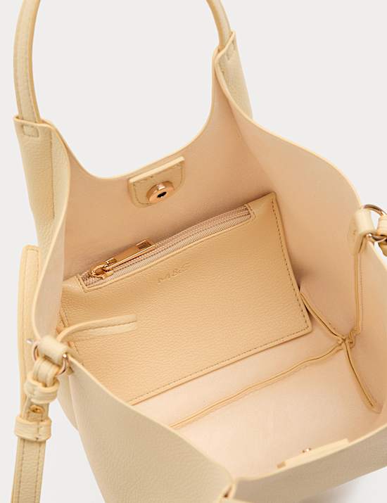 Faux Leather Pinched Mini Tote Bag