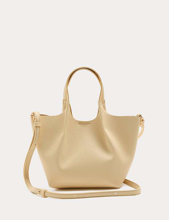 Faux Leather Pinched Mini Tote Bag