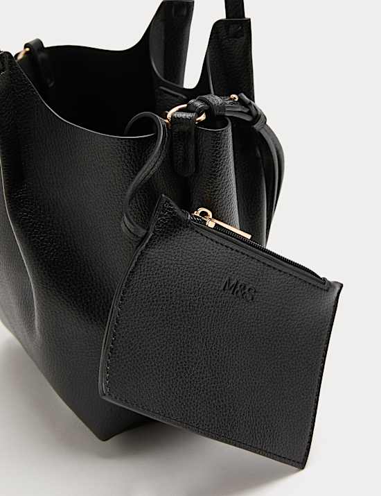 Faux Leather Pinched Mini Tote Bag