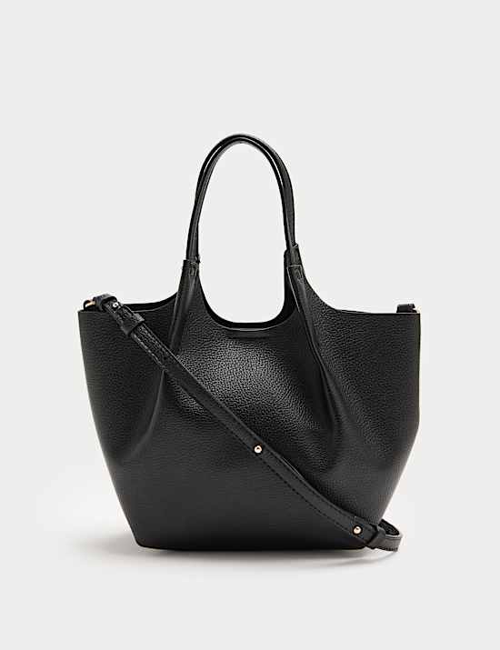 Faux Leather Pinched Mini Tote Bag