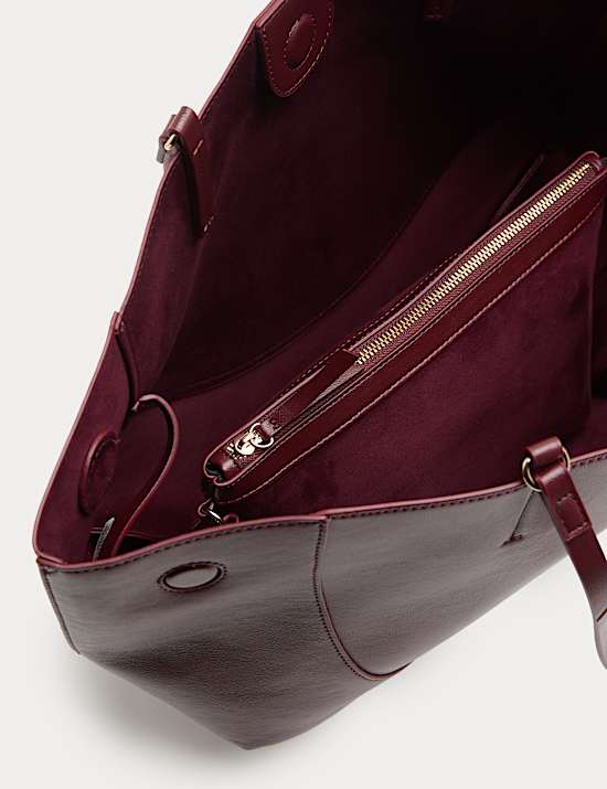 Faux Leather Stitch Detail Tote Bag