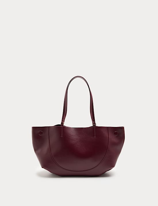 Faux Leather Stitch Detail Tote Bag