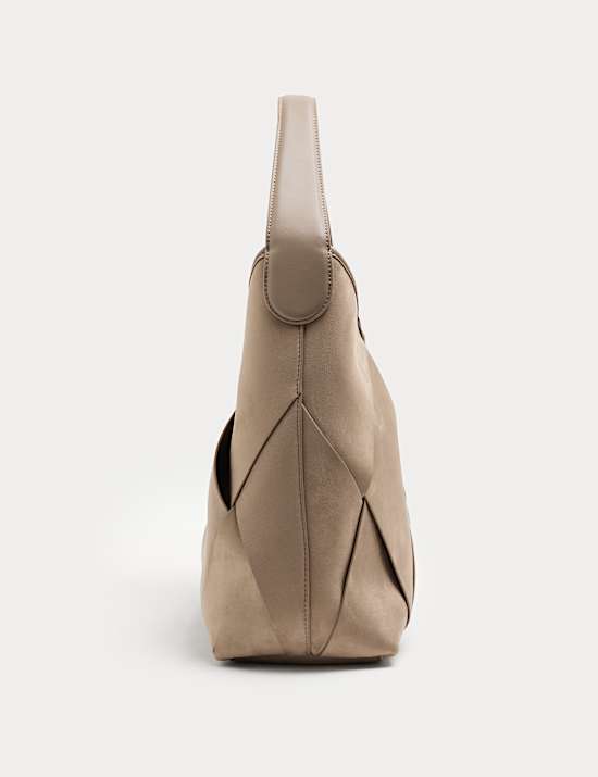 Faux Suede Woven Large Shoulder Bag