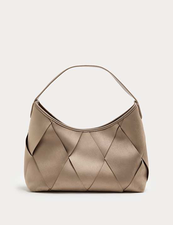 Faux Suede Woven Large Shoulder Bag