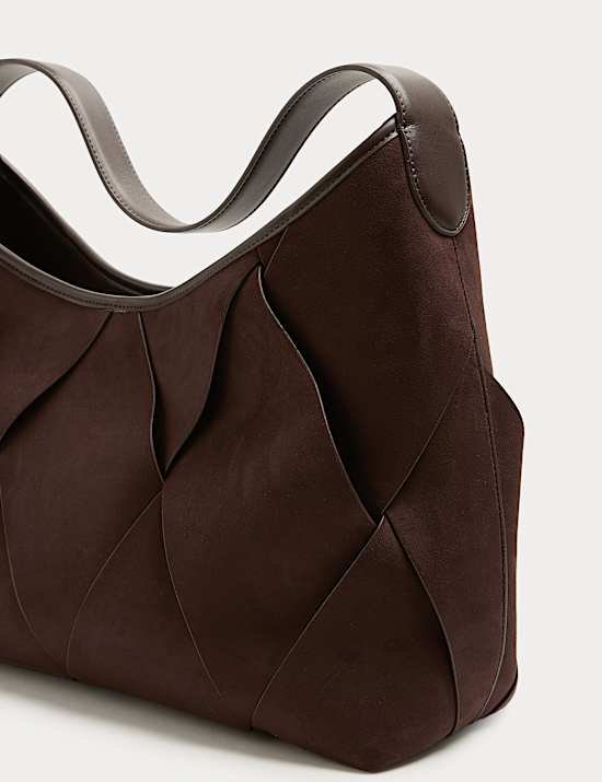 Faux Suede Woven Large Shoulder Bag