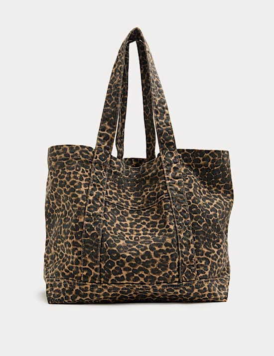 Canvas Leopard Print Tote Bag