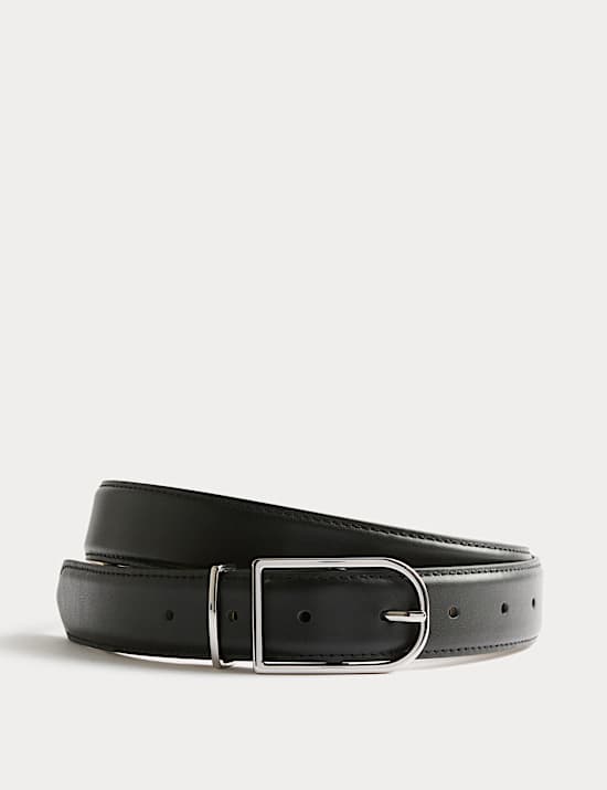 Leather Refined Buckle Jeans Belt