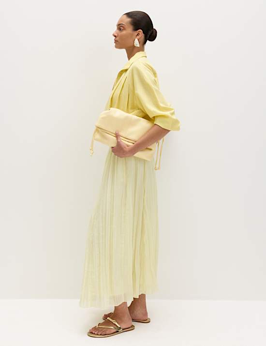 Ruched Fold Over Clutch Bag