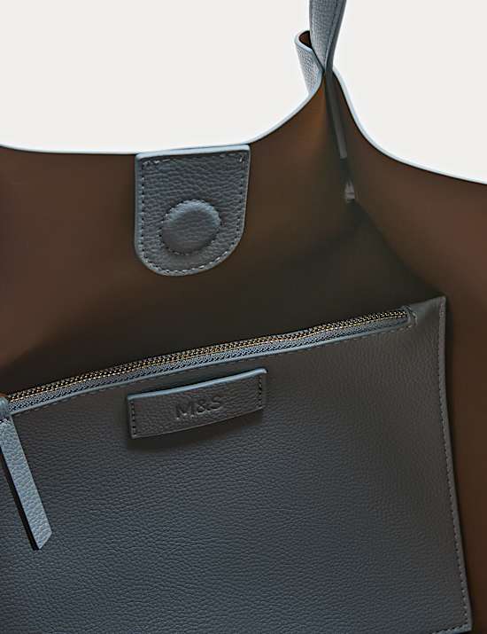 Faux Leather Pinched Strap Detail Tote Bag