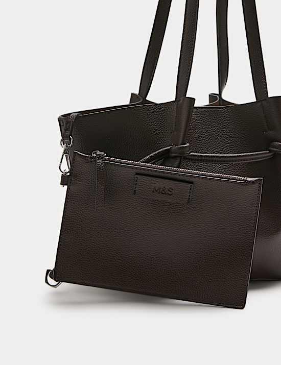 Faux Leather Pinched Mini Tote Bag